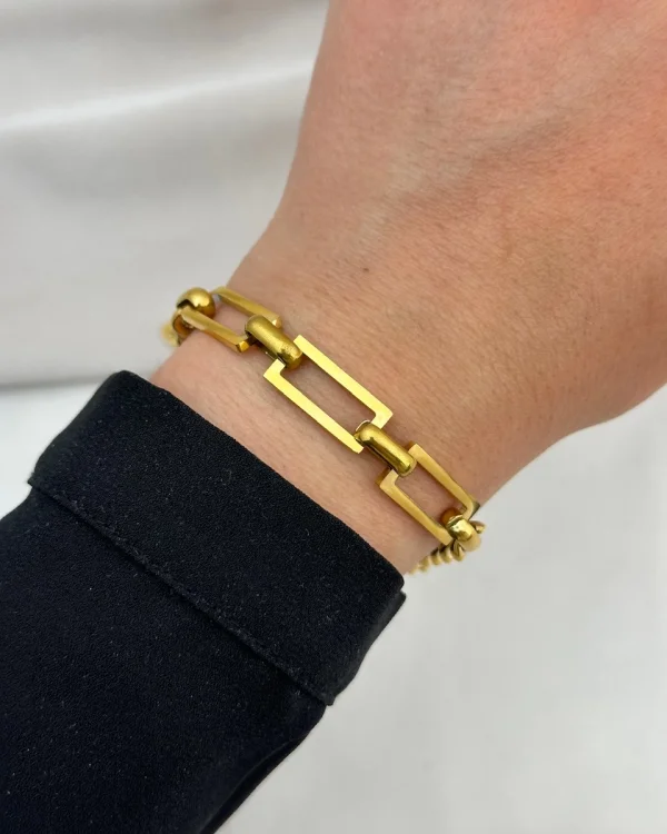 Dikdörtgen Geçişli Zincirli Bileklik