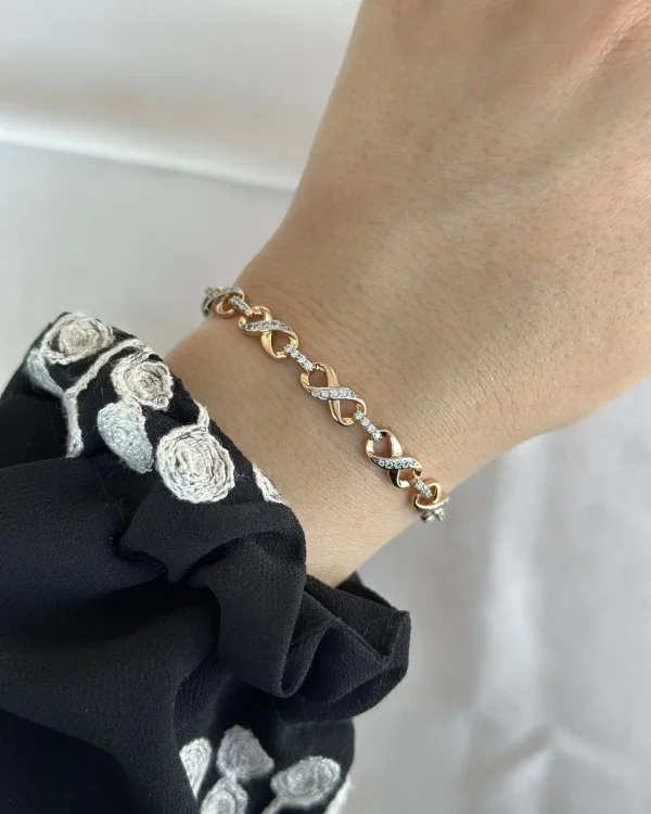 Taşlı Sonsuzluk VIP Bileklik (Bakır Renk)