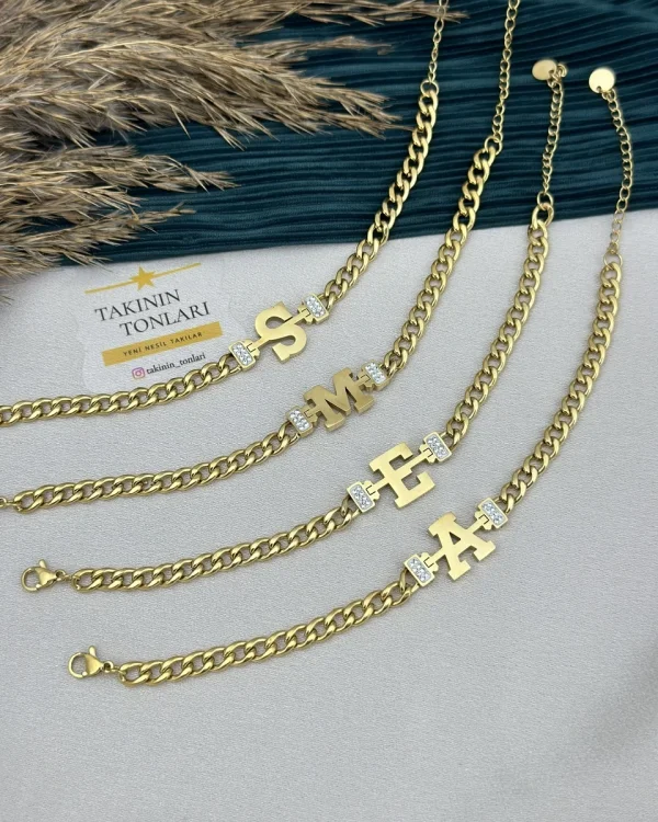 Kuyumcu Model Çelik Harf Bileklik