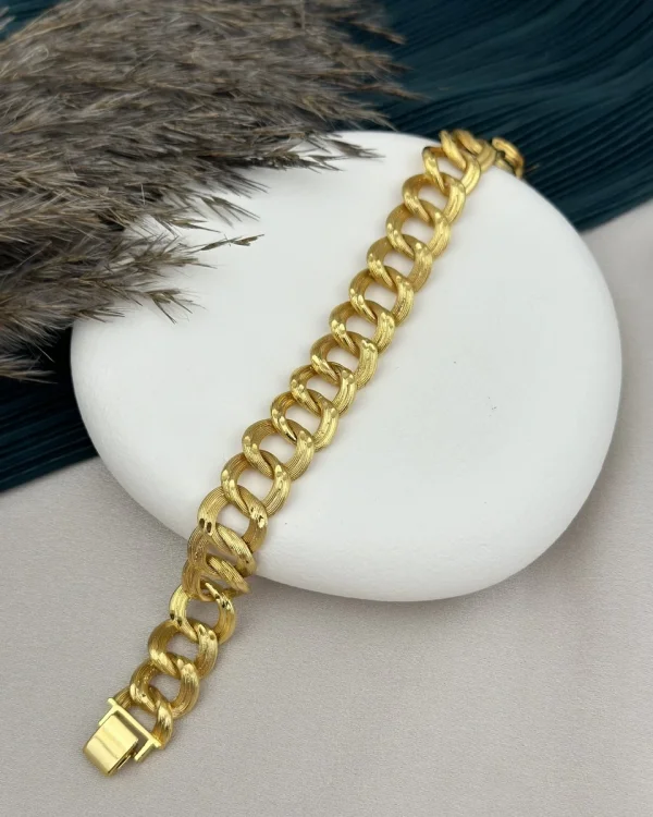 22 Ayar Çizgi Dokulu Samanyolu Bileklik (19 cm)