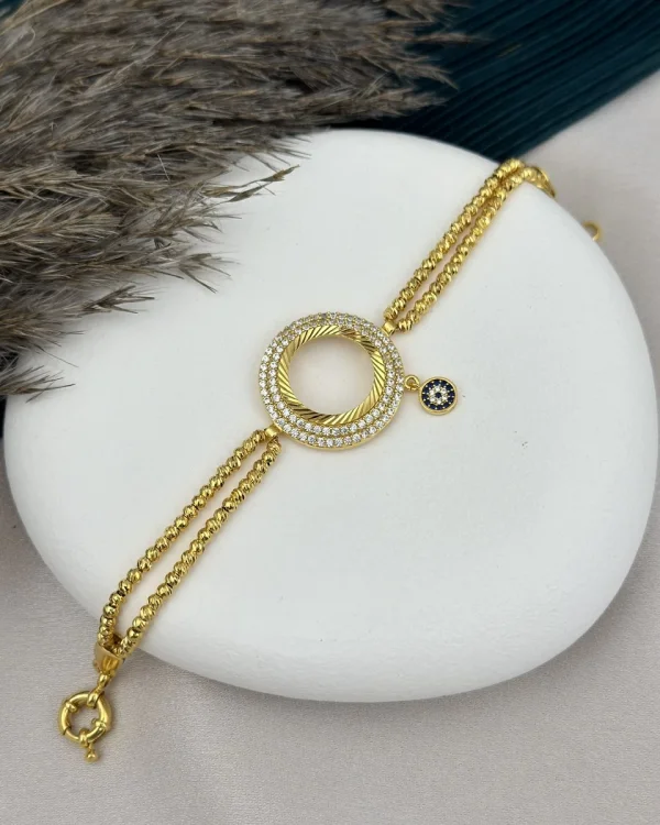 22 Ayar Çeyreklik Taşlı Dorika Bileklik