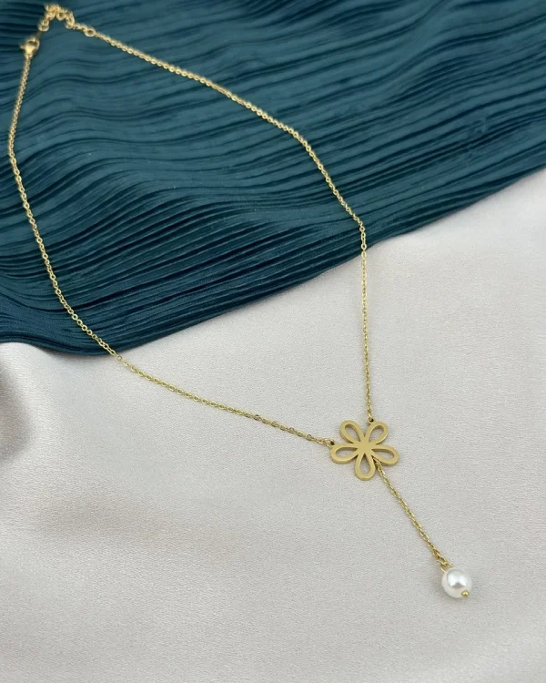 İncili Çiçek Kolye (45 cm)