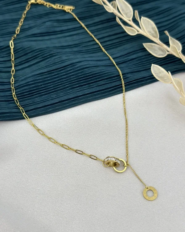 Halka Geçişli Taşlı Kolye (45 cm)