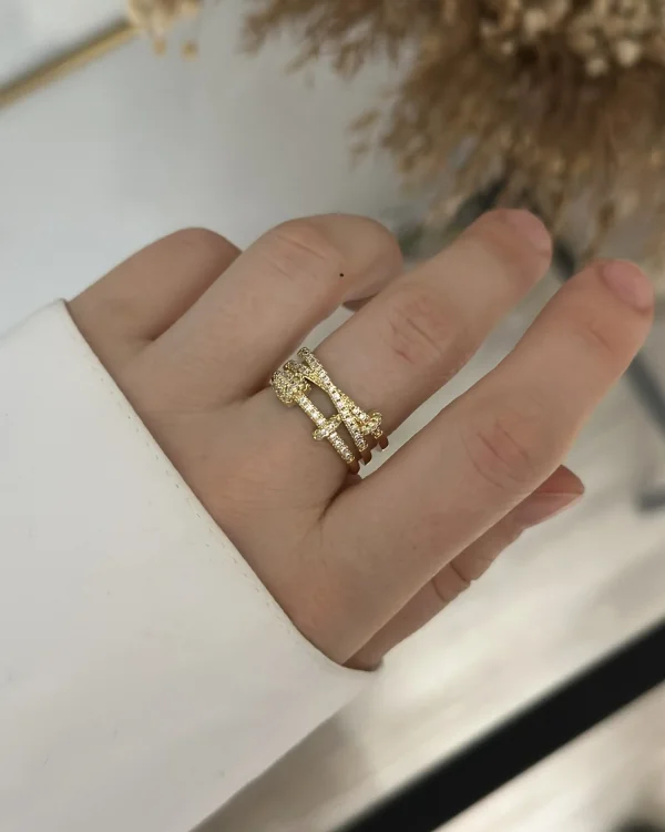 İthal Gold Geçişli Yüzük (Ayarlanabilir)