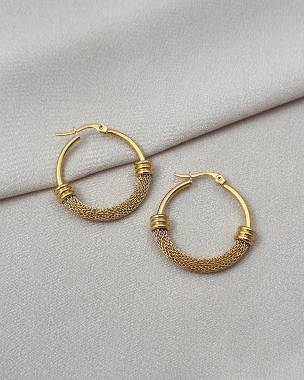 Hasır Detaylı Halka Küpe