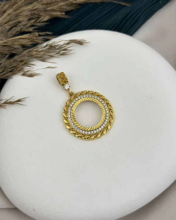 22 Ayar Taşlı Arpa Detay Çeyrek Kolye Ucu