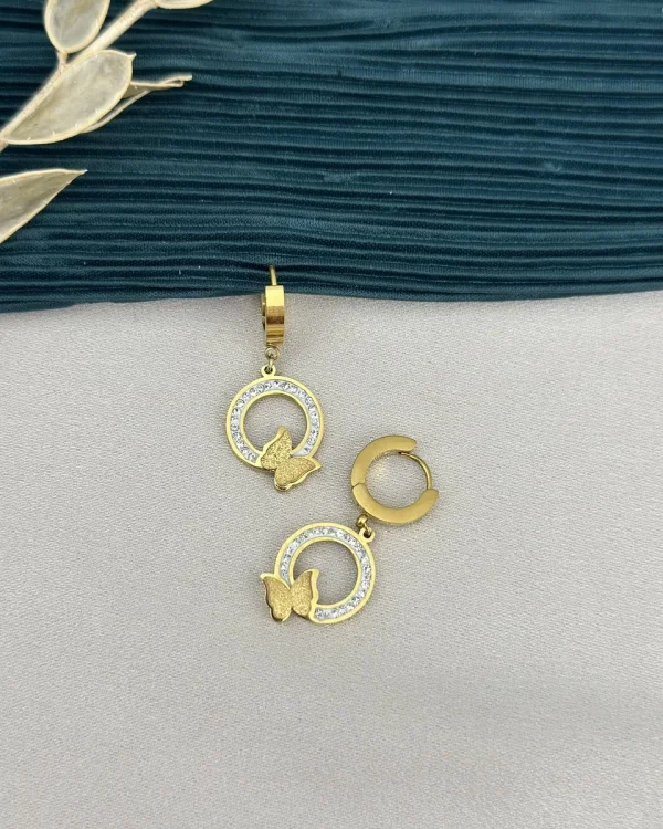 Taşlı Kelebekli Küpe