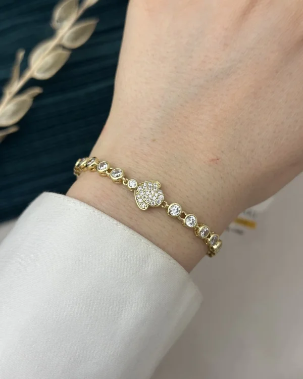 14K Gold Taşlı Çiçek Detay Vip Suyolu (17+2 cm)