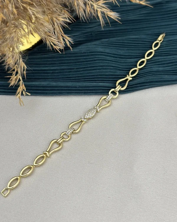 Zarif Oval Geçişli Taşlı XP Bileklik (17+2 cm)