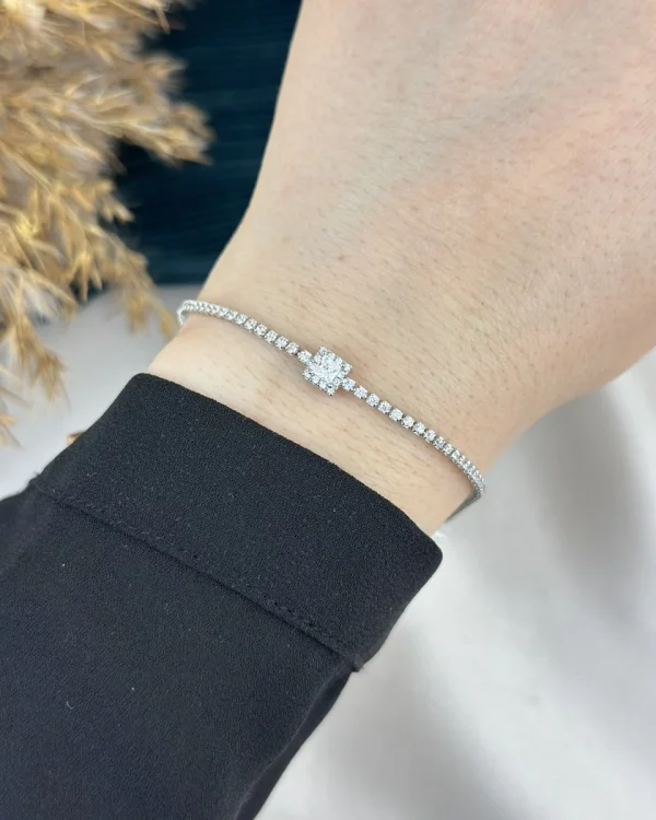 İthal Gümüş Baget Taşlı Suyolu Bileklik (17 cm)