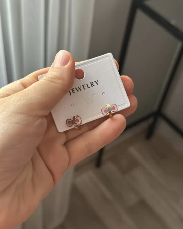 Çocuk Pembe Fiyonk Halka Küpe