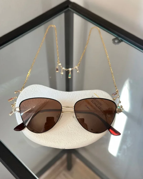 Trend Renkli Taşlı Çelik Gözlük Zinciri