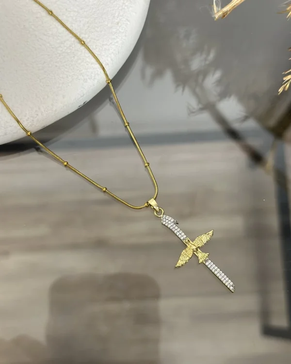 Çelik Elif-Anka Kuşu Kolye (40+5 cm)