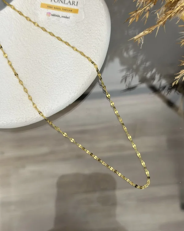 Çelik Mini Pullu Zarif Zincir Kolye (40+5 cm)