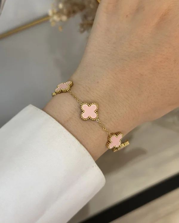 Çelik Marka Model Pembe Yonca Bileklik