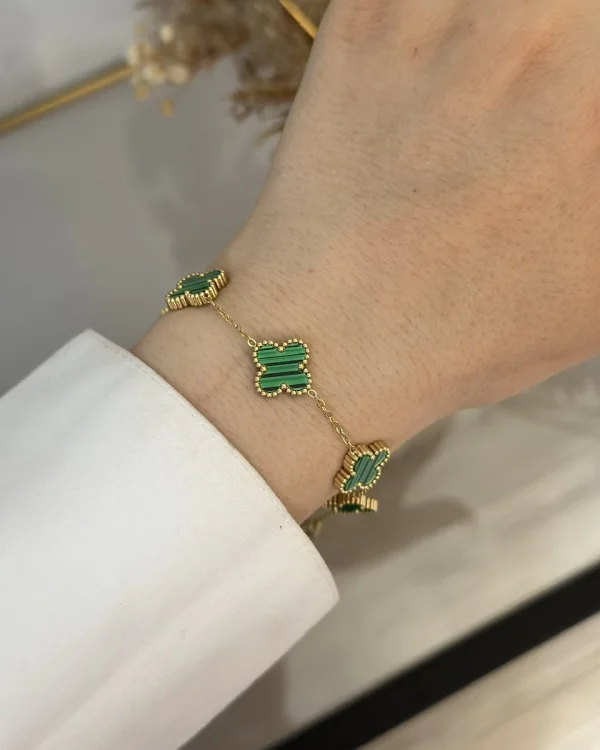 Çelik Marka Model Yeşil Yonca Bileklik