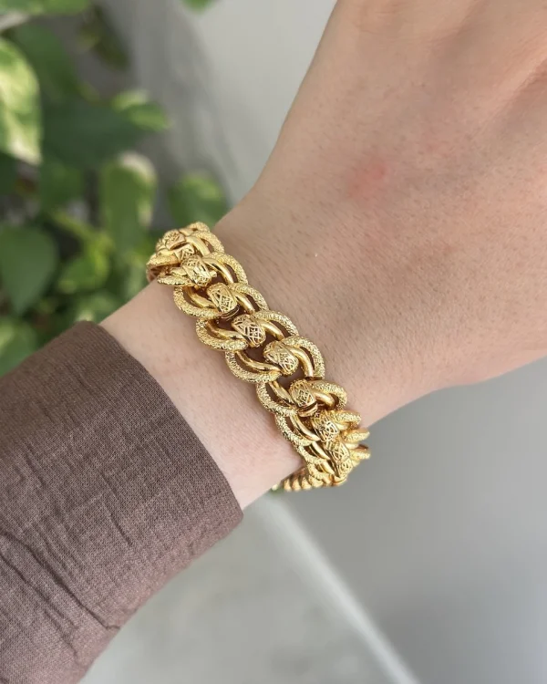 22 Ayar İsleme Topçuk Detaylı Samanyolu Bileklik (20 cm)