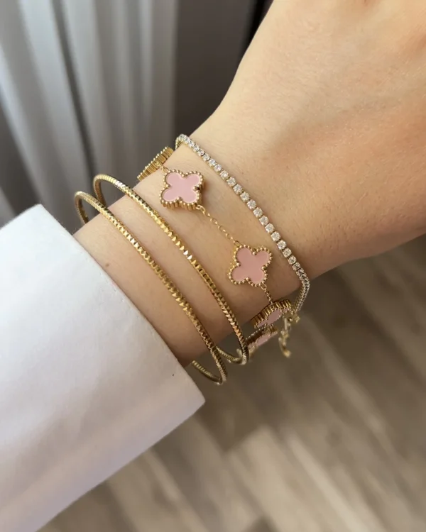 Çelik Pembe Marka Bileklik ve Bilezik Kombini