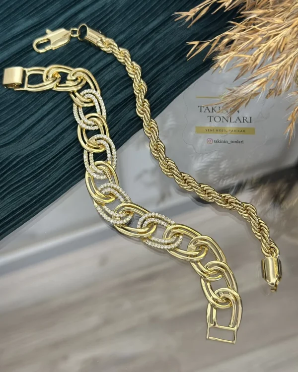 14 Ayar X P Marka Samanyolu-Burgu Bileklik Kombini