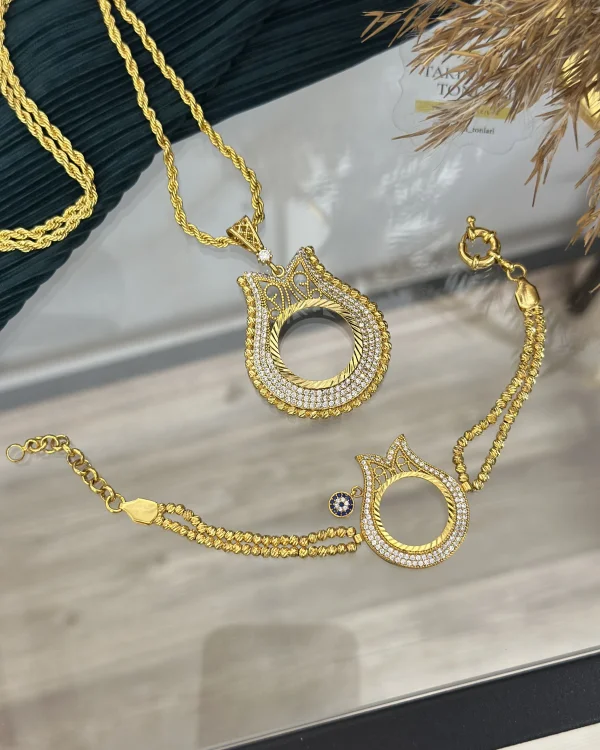 22 Ayar Lale Model Yarimlik Kolye-Bileklik