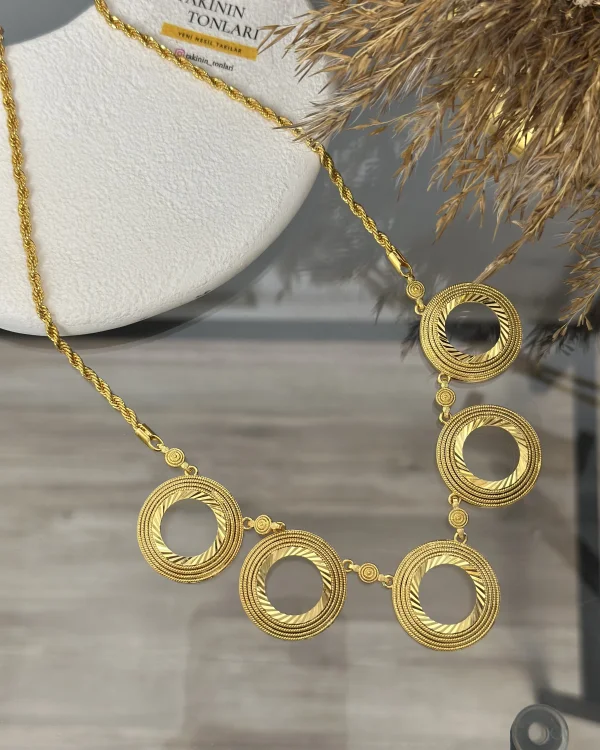 22 Ayar 5’li Hasır Detay Çeyreklik Kolye (65 cm)