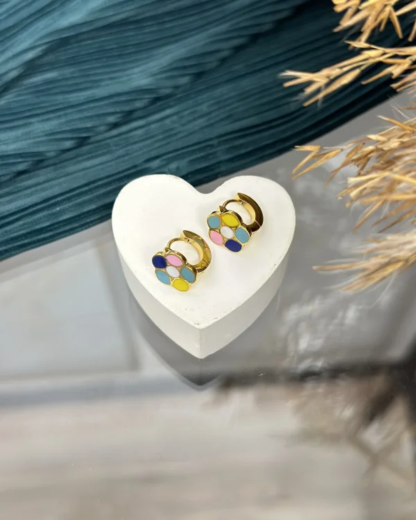 Renkli Papatya Çelik Çocuk Küpesi