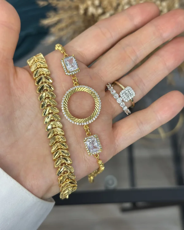 22 Ayar Baget-Başak Bileklik ve Yüzük Kombini