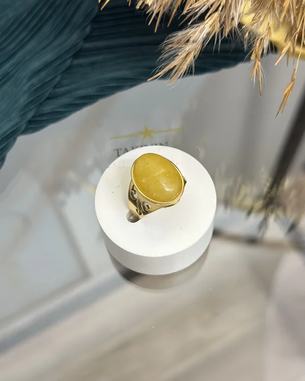 Çelik Sitrin Taşı Yüzük (7 no)