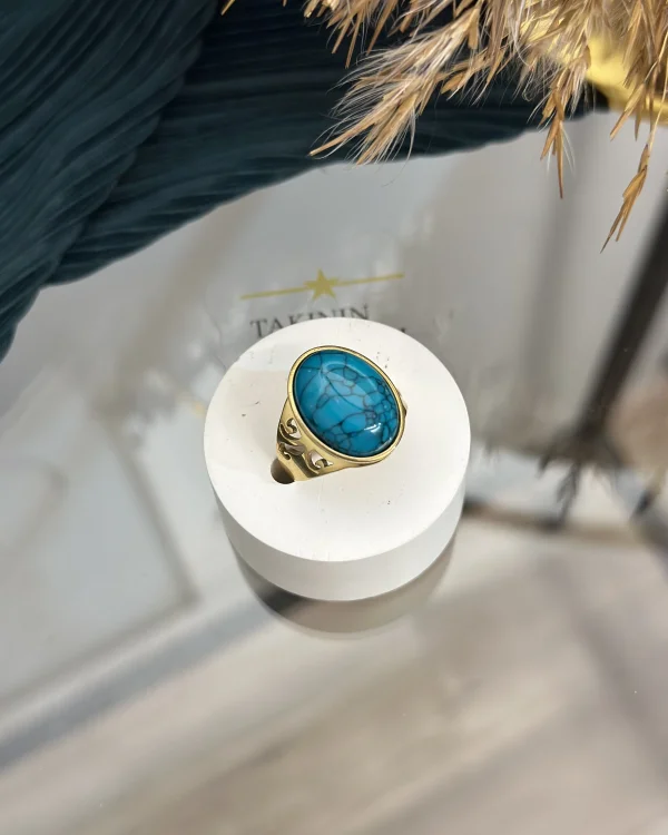 Çelik Turkuaz Taşı Yüzük (7 no)