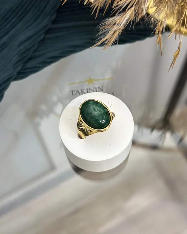 Çelik Malatit Taşı Yüzük (7 no)