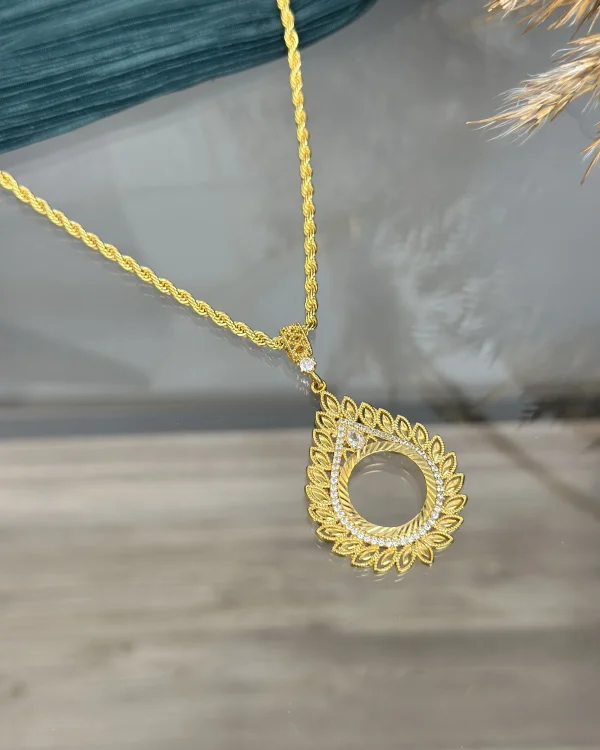 22 Ayar Başak Yaprağı Model Çeyreklik Kolye (50 cm)