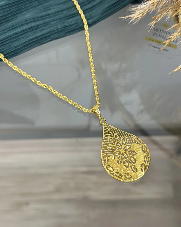 22 Ayar Telkari İşi Damla Model Kolye (50 cm)
