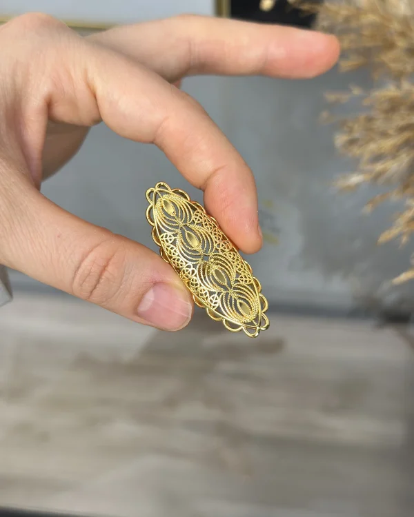 22 Ayar Telkari İşi Hint Yüzüğü Seri 1 (Ayarlanabilir)