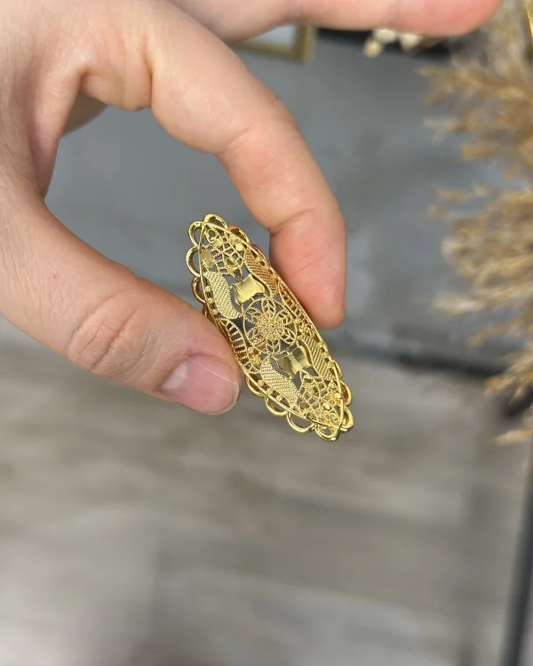 22 Ayar Telkari İşi Hint Yüzüğü Seri 2 (Ayarlanabilir)