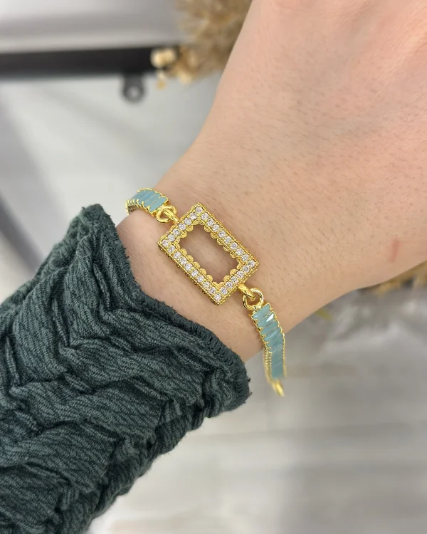 Gram Altınlık Mavi Baget Bileklik (17.5+3 cm)