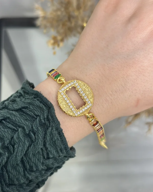 Yuvarlak Gram Altınlık Renkli Baget Bileklik (17.5+3 cm)