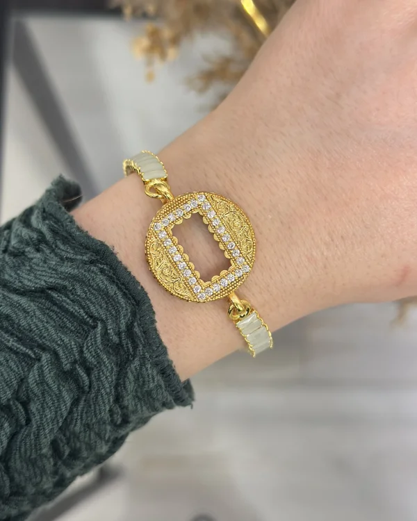 Yuvarlak Gram Altınlık Soft Yeşil Baget Bileklik