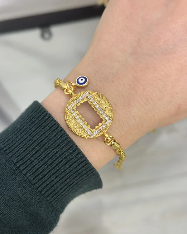 Gram Altınlık Nazarlı Yuvarlak Burgu Bileklik