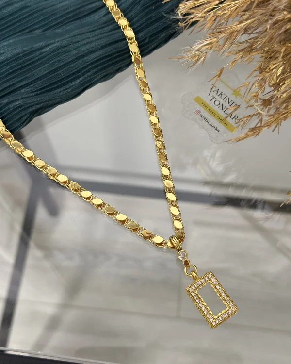 Dikdörtgen Gram Altınlık Arpa Kolye (60 cm)
