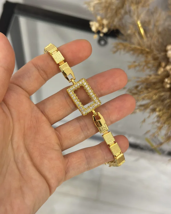 Dikdörtgen Gram Altınlık Küp Zincir Bileklik