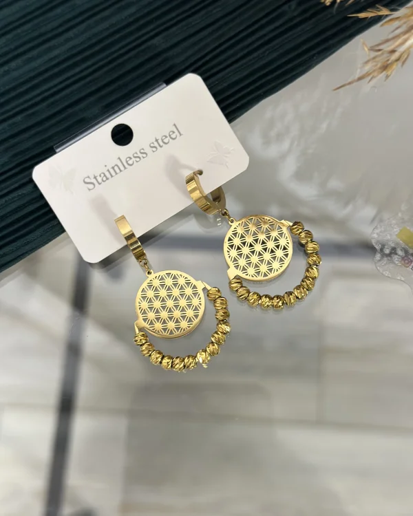 Çelik Dorikali Yaşam Çiçeği Küpe