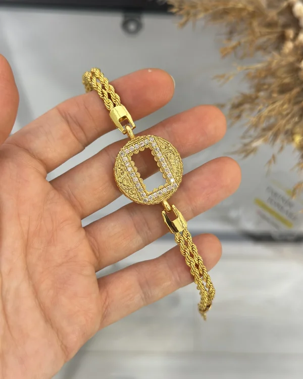 Gram Altınlık Yuvarlak İşlemeli Çift Sıra Burgu Bileklik