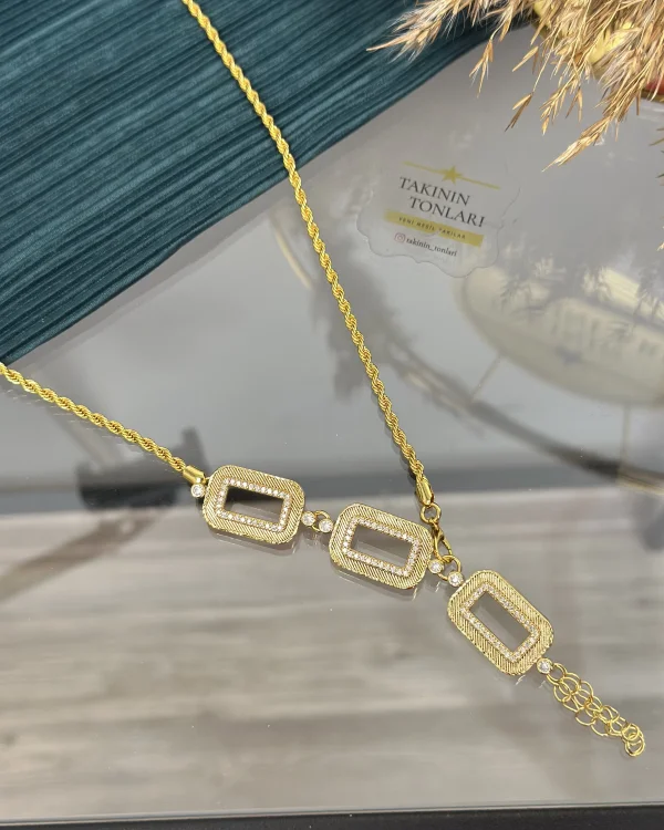 Üç Gramlık Hasır Çerçeveli Burgu Kolye (70 cm)