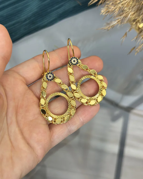 Çeyreklik Taşsız Nazarlı Arpa Küpe