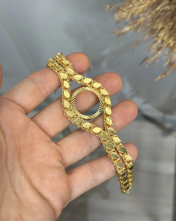 Çeyreklik Taşsız Çift Sıra Sade Arpa Bileklik (16+3 cm)