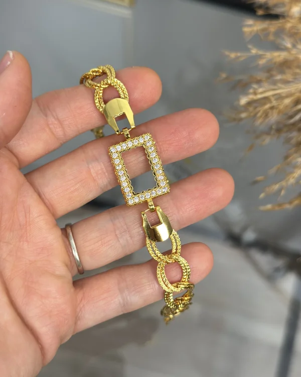 Gram Altınlık Dikdörtgen Geniş Samanyolu Bileklik