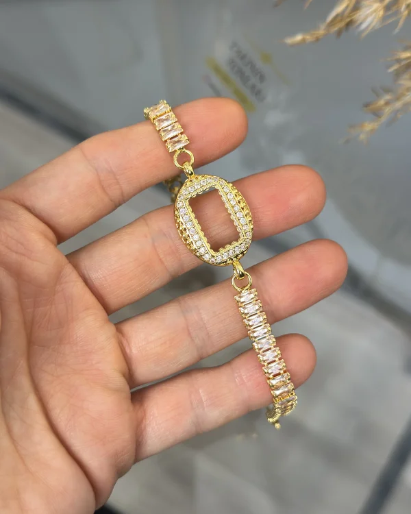 Oval Gramlik Kristal Baget Bileklik (17+3 cm)