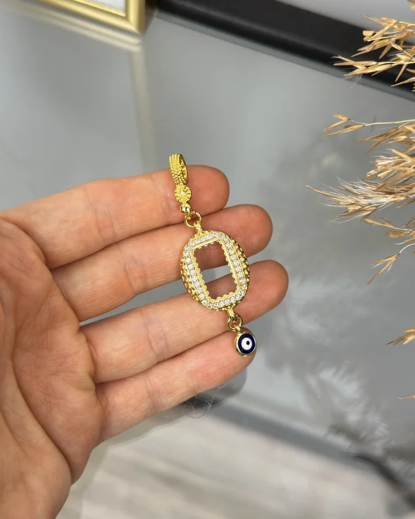 Oval Gramlık Nazarlı Kolye Ucu