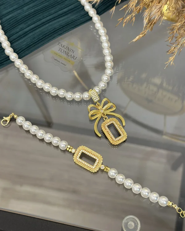 Gram Altınlık İncili Fiyonk Kolye (Seri 4)