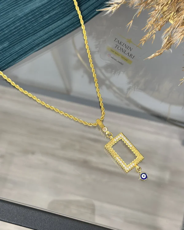 5 Gramlik Yarım Taşlı Burgu Kolye (60 cm)